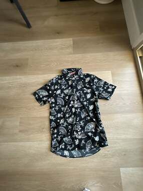 Just Attitude Koi Fish and Japanese Fan All Over Print Short Sleeve Button Shirt